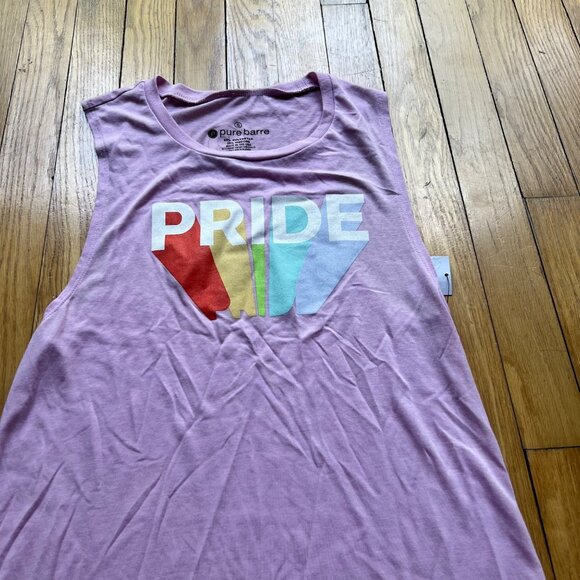 Pure Barre Size S NEW Lilac Purple Pride Flag Sleeveless Crew Neck Tank Top - Picture 3 of 8